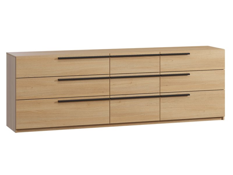 Комод Кимбол 210x70 Дуб Барбера/Черный