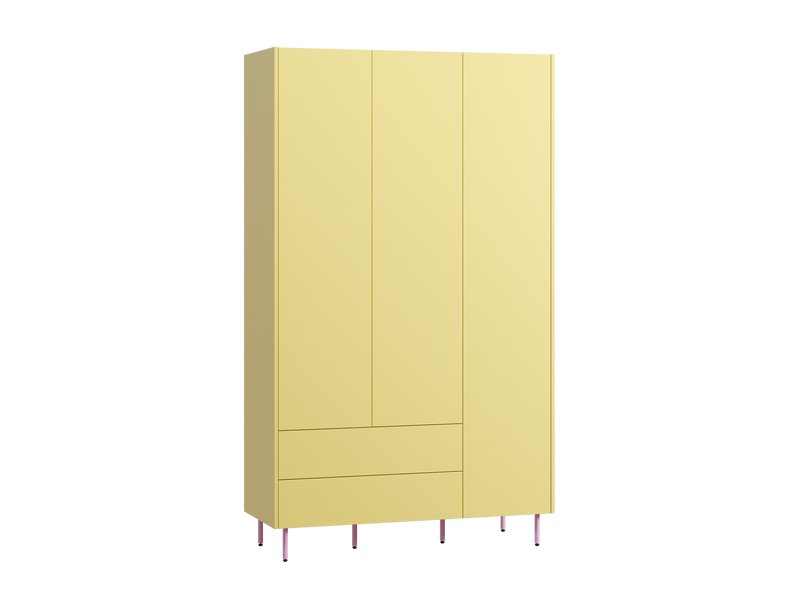 Распашной шкаф Изи 3-130x220 Желтый/Розовый